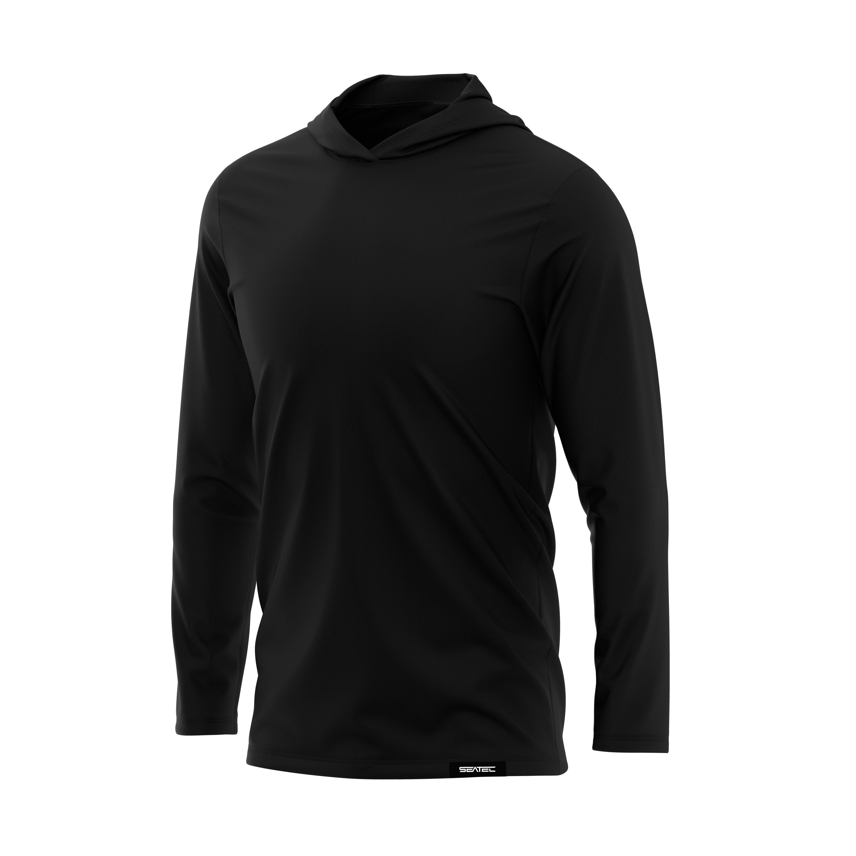 Active Black - Men's Hooded Performance Fishing Shirt - Best Sun Shirts - Multi-Seasonal - UPF 50+ - Long Sleeve Fishing Shirt - S