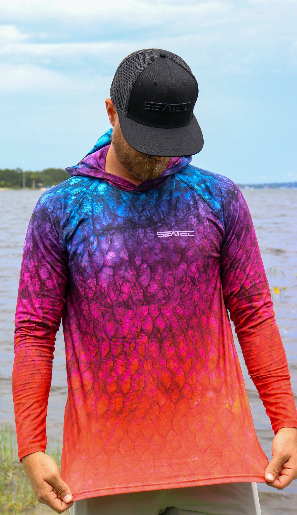 Arowana Men's Hooded Performance Shirt – Lightweight, moisture-wicking fishing shirt for active outdoor use with UPF sun protection