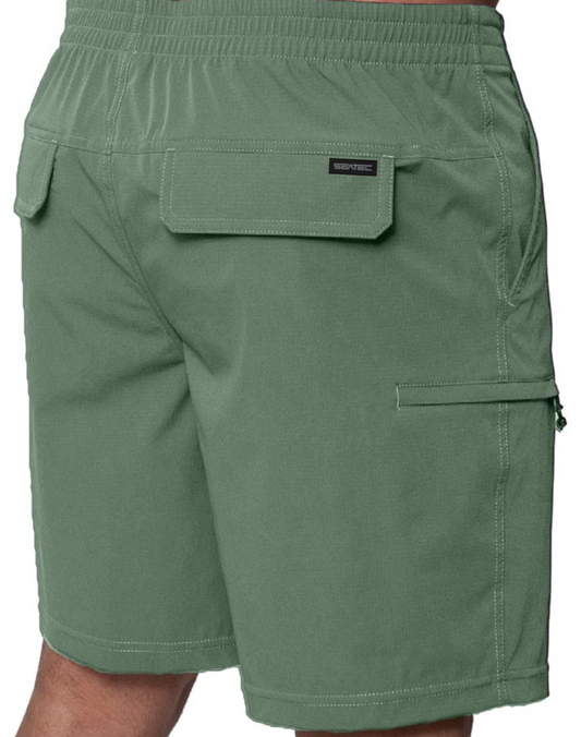 Seatec mens offshore performance walkshort lightweight ripstop fishing shorts with elastic waist and quick dry fabric