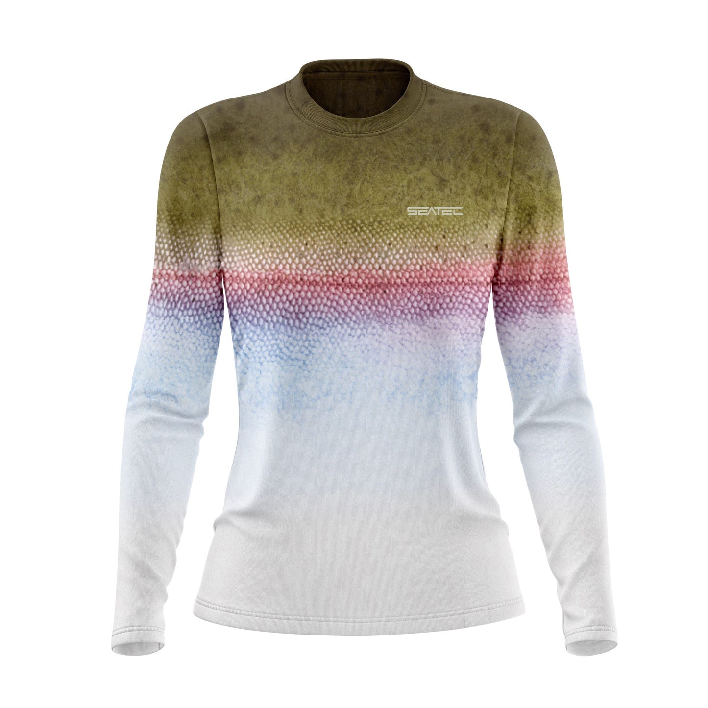 Seatec Women's Rainbow Trout Crew Performance Shirt – Lightweight, moisture-wicking fishing shirt for active outdoor use with UPF sun protection