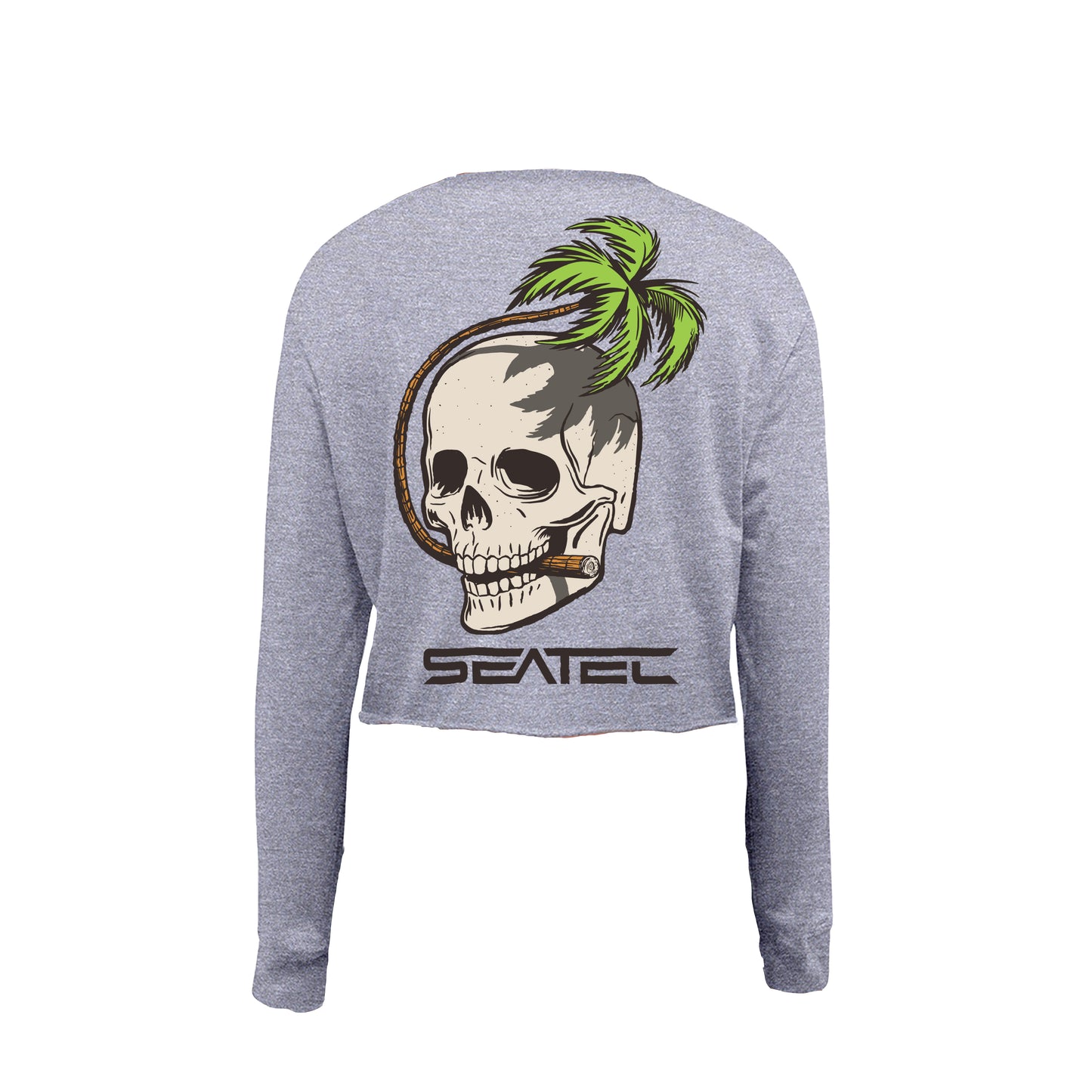 skull palm long sleeve crop top