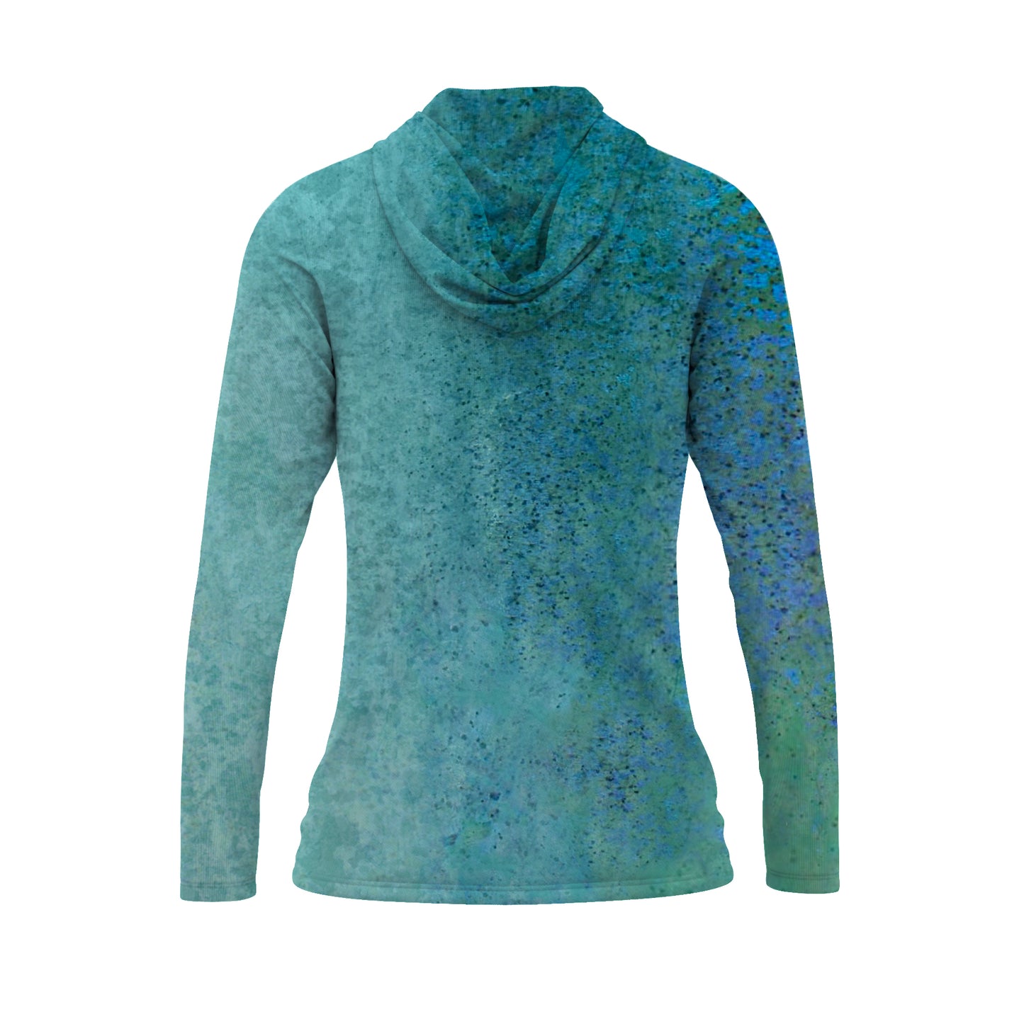 womens blue trevally hooded long sleeve shirt back