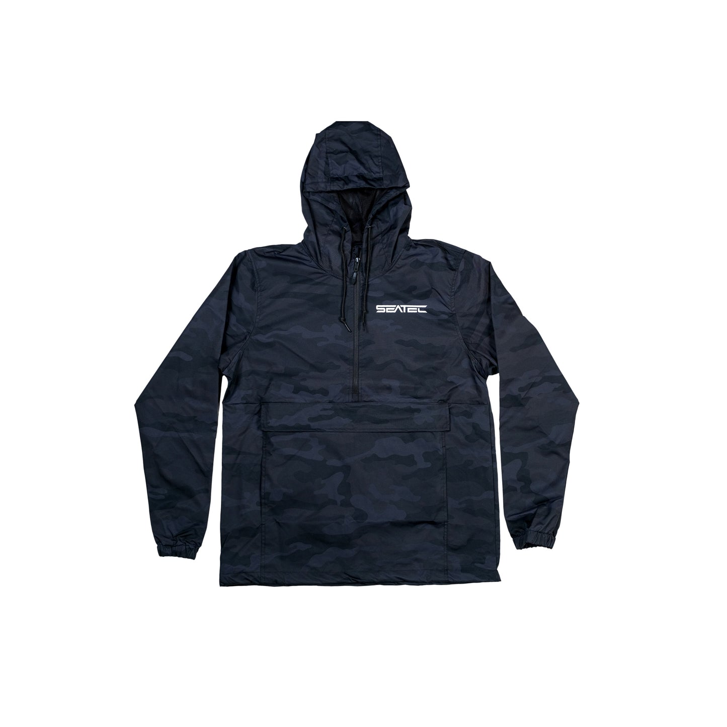 MEN'S WATER-RESISTANT WINDBREAKER ANORAK JACKET | BLACK CAMO