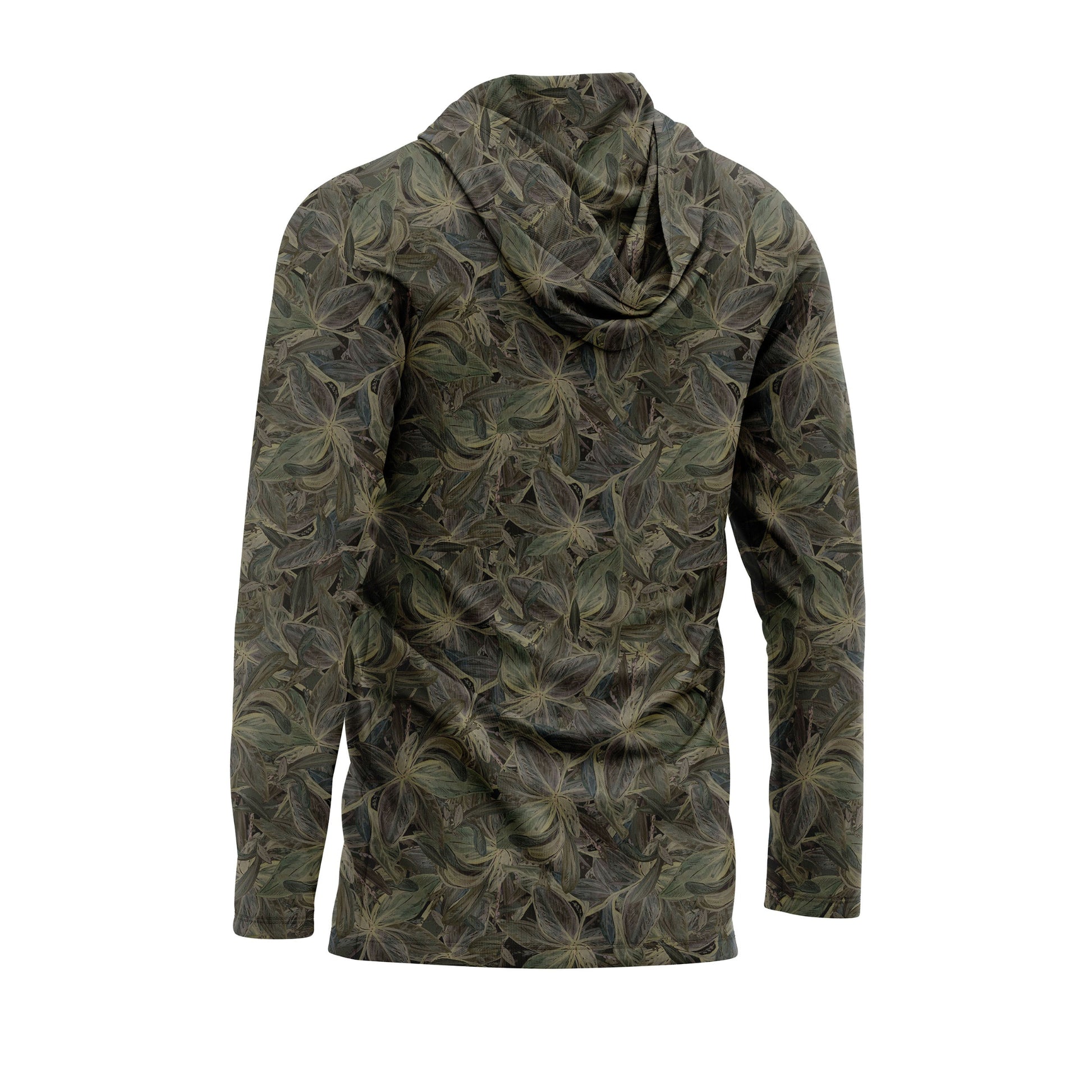 Mangrove Camo Men's Hooded Performance Shirt – Lightweight, moisture-wicking fishing shirt for active outdoor use with UPF sun protection