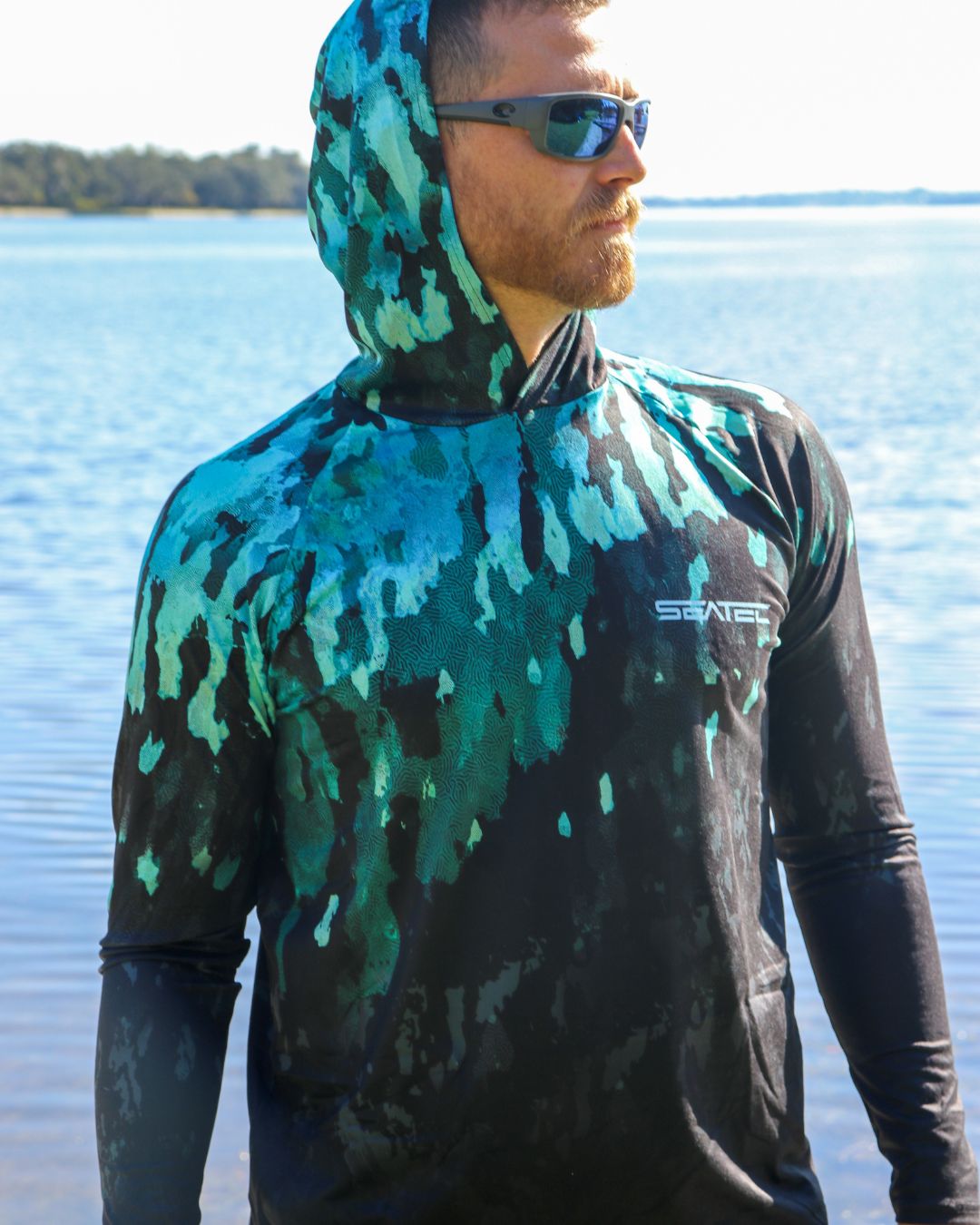 Seatec Snakehead Hooded Sport Tec Performance Sun Shirt, Long