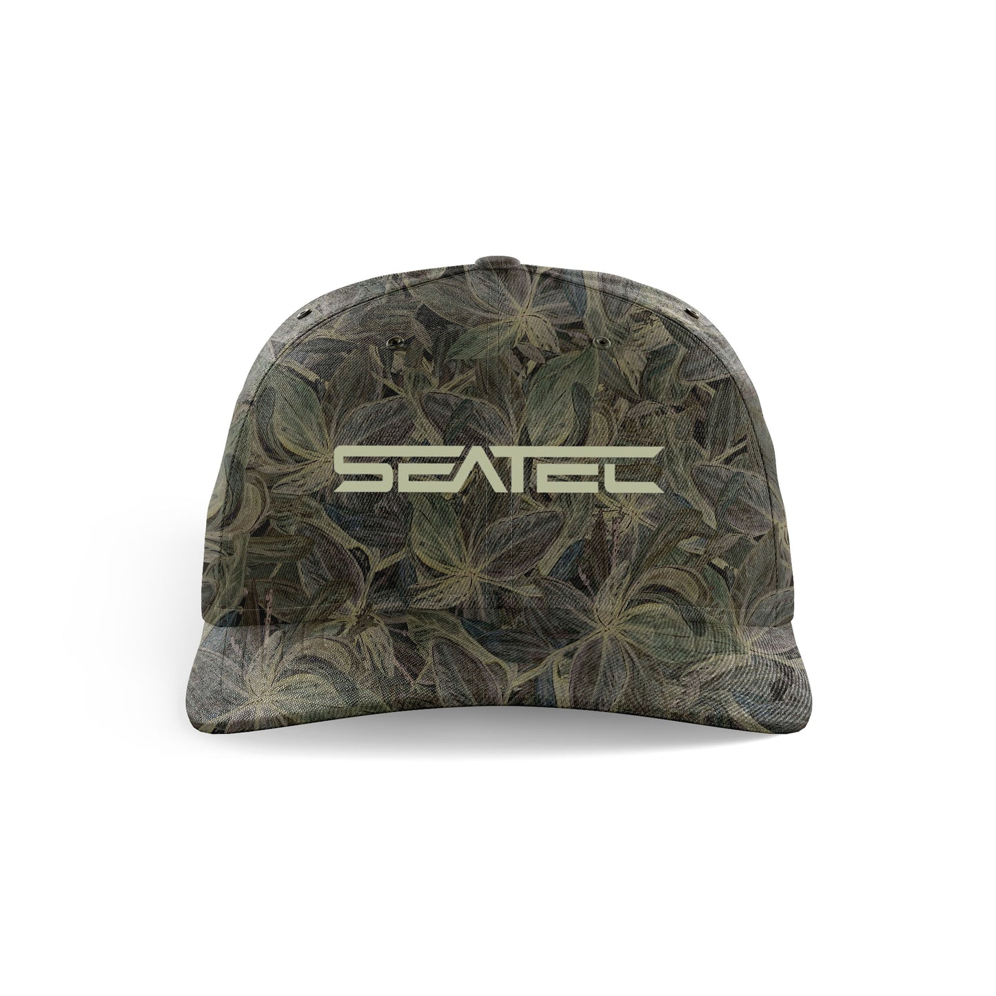 Mangrove Camo Tri Tec performance snapback trucker hat with flex sweatband by Seatec Outfitters
