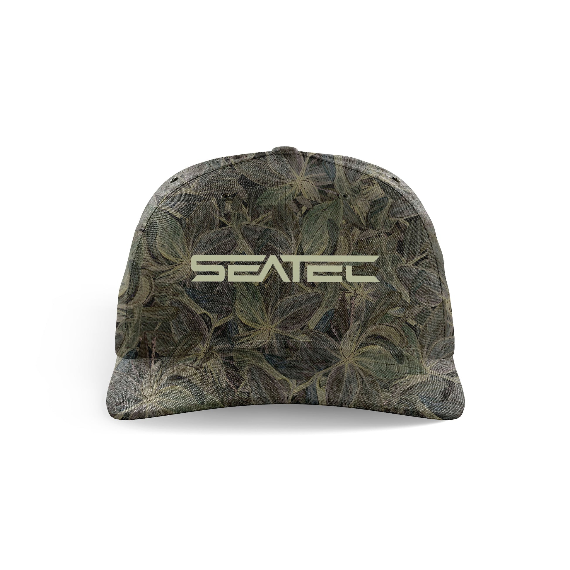 Mangrove Camo Tri Tec performance snapback trucker hat with flex sweatband by Seatec Outfitters