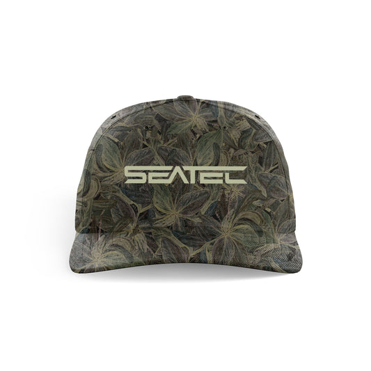 Mangrove Camo Tri Tec performance snapback trucker hat with flex sweatband by Seatec Outfitters
