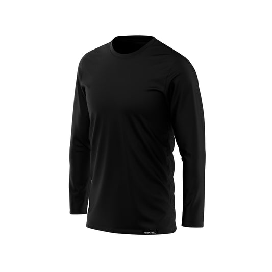 Black Men's Crew Performance Shirt – Lightweight, moisture-wicking fishing shirt for active outdoor use with UPF sun protection