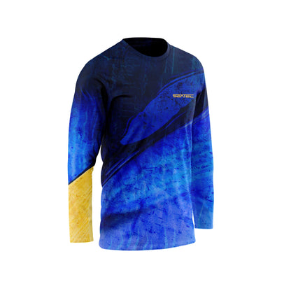 Blue Tang Men's Crew Performance Shirt – Lightweight, moisture-wicking fishing shirt for active outdoor use with UPF sun protection