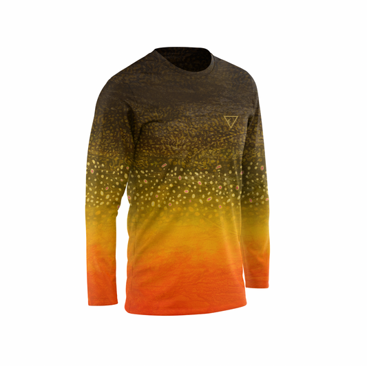 Brook Trout Men's Crew Performance Shirt – Lightweight, moisture-wicking fishing shirt for active outdoor use with UPF sun protection