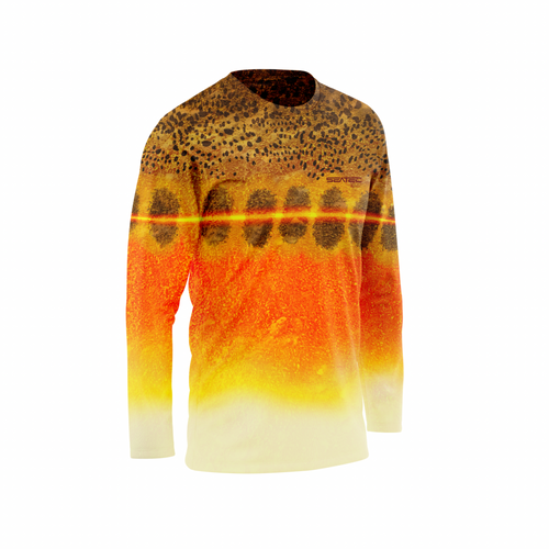 Golden Trout Men's Crew Performance Shirt – Lightweight, moisture-wicking fishing shirt for active outdoor use with UPF sun protection