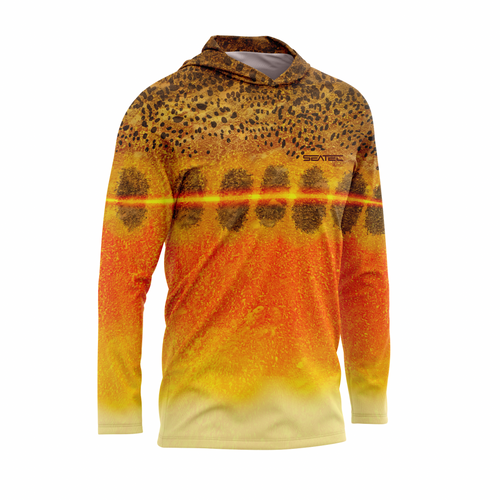 Golden Trout Men's Hooded Performance Shirt – Lightweight, moisture-wicking fishing shirt for active outdoor use with UPF sun protection