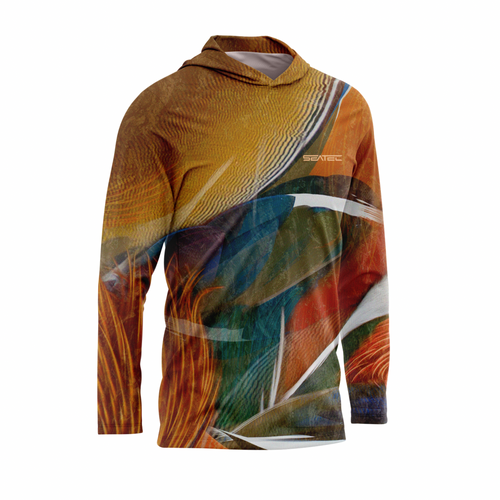 Mandarin Duck Men's Hooded Performance Shirt – Lightweight, moisture-wicking fishing shirt for active outdoor use with UPF sun protection