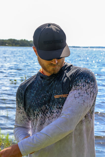 Salmon Men's Hooded Performance Shirt – Lightweight, moisture-wicking fishing shirt for active outdoor use with UPF sun protection