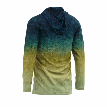 Yellowfin Tuna Men's Hooded Performance Shirt – Lightweight, moisture-wicking fishing shirt for active outdoor use with UPF sun protection