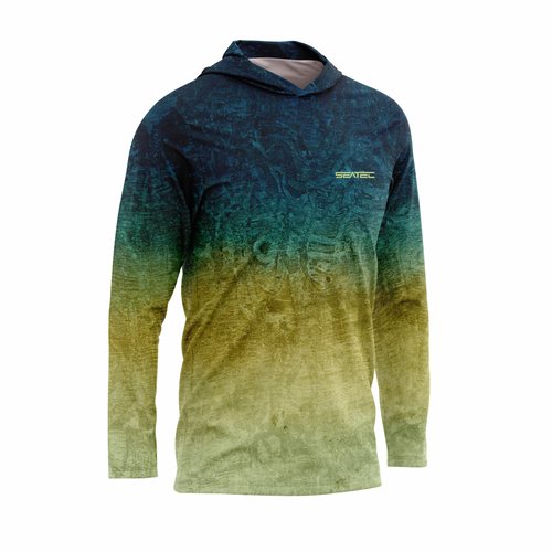 Yellowfin Tuna Men's Hooded Performance Shirt – Lightweight, moisture-wicking fishing shirt for active outdoor use with UPF sun protection