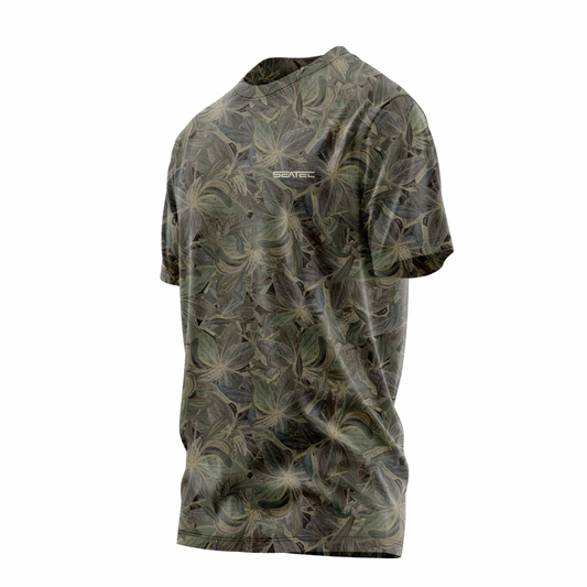 Mangrove Camo Men's Crew Performance Short Sleeve Shirt – Lightweight, moisture-wicking fishing shirt for active outdoor use with UPF sun protection