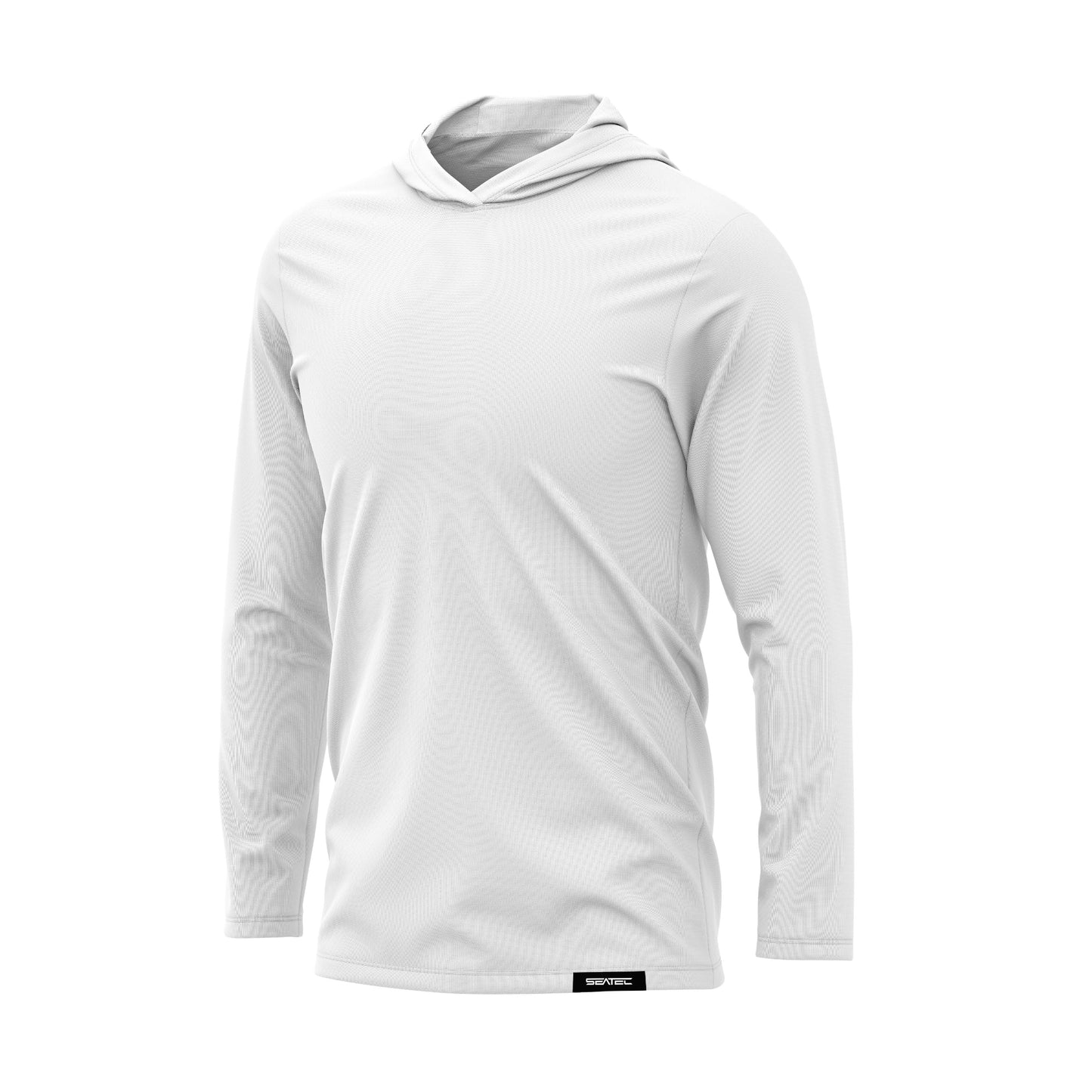 Titanium White Men's Hooded Performance Long Sleeve Shirt – Lightweight, moisture-wicking fishing shirt for active outdoor use with UPF sun protection