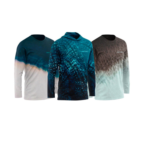 Shark Bundle Men's Sport Tec Performance Shirts – Lightweight, moisture-wicking fishing shirt for active outdoor use with UPF sun protection