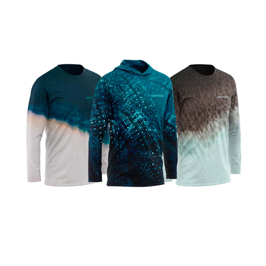 Shark Bundle Men's Sport Tec Performance Shirts – Lightweight, moisture-wicking fishing shirt for active outdoor use with UPF sun protection