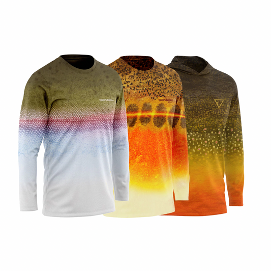 Trout Bundle Men's Sport Tec Performance Shirts – Lightweight, moisture-wicking fishing shirt for active outdoor use with UPF sun protection