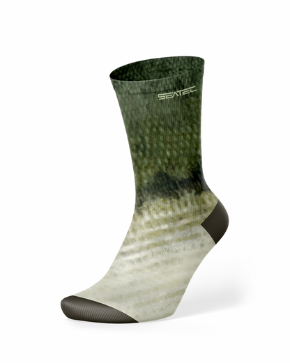 Seatec Outfitters Bass Crew Sock in bright colors with moisture-wicking, breathable, and anti-odor fabric for all-day comfort and performanc
