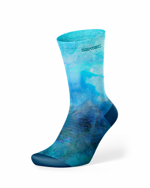 Seatec Outfitters Blue Crab Crew Dry-Deck Sock in bright colors with moisture-wicking, breathable, and anti-odor fabric for all-day comfort and performance