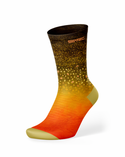 Seatec Outfitters Brook Trout Crew Dry-Deck Sock in bright colors with moisture-wicking, breathable, and anti-odor fabric for all-day comfort and performanc
