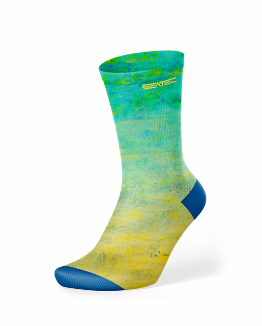 Seatec Outfitters Dorado Crew Dry-Deck Sock in bright colors with moisture-wicking, breathable, and anti-odor fabric for all-day comfort and performanc