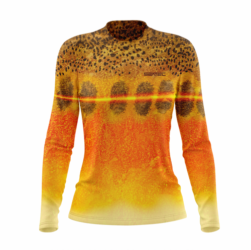 Seatec Women's Golder Trout Crew Performance Shirt – Lightweight, moisture-wicking fishing shirt for active outdoor use with UPF sun protection