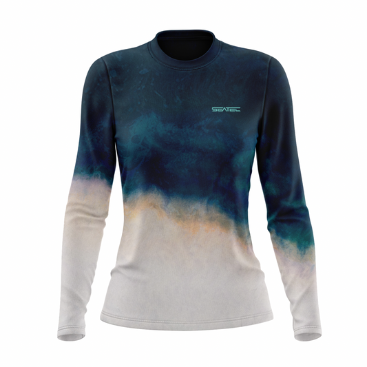 Seatec Women's Mako Shark Crew Performance Shirt – Lightweight, moisture-wicking fishing shirt for active outdoor use with UPF sun protection