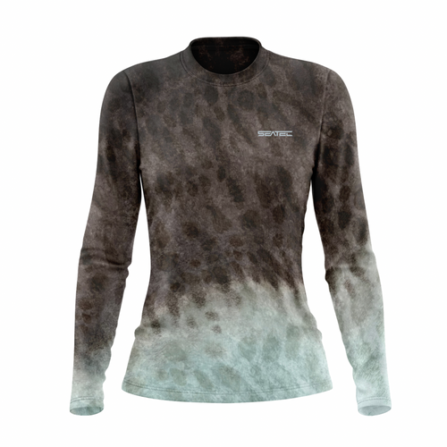 Seatec Women's Tiger Shark Crew Performance Shirt – Lightweight, moisture-wicking fishing shirt for active outdoor use with UPF sun protection
