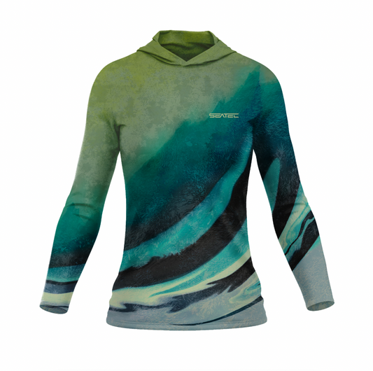 Seatec Women's Roosterfish Hooded Performance Shirt – Lightweight, moisture-wicking fishing shirt for active outdoor use with UPF sun protection