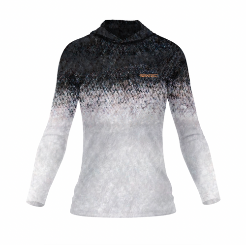 Seatec Women's Salmon Hooded Performance Shirt – Lightweight, moisture-wicking fishing shirt for active outdoor use with UPF sun protection