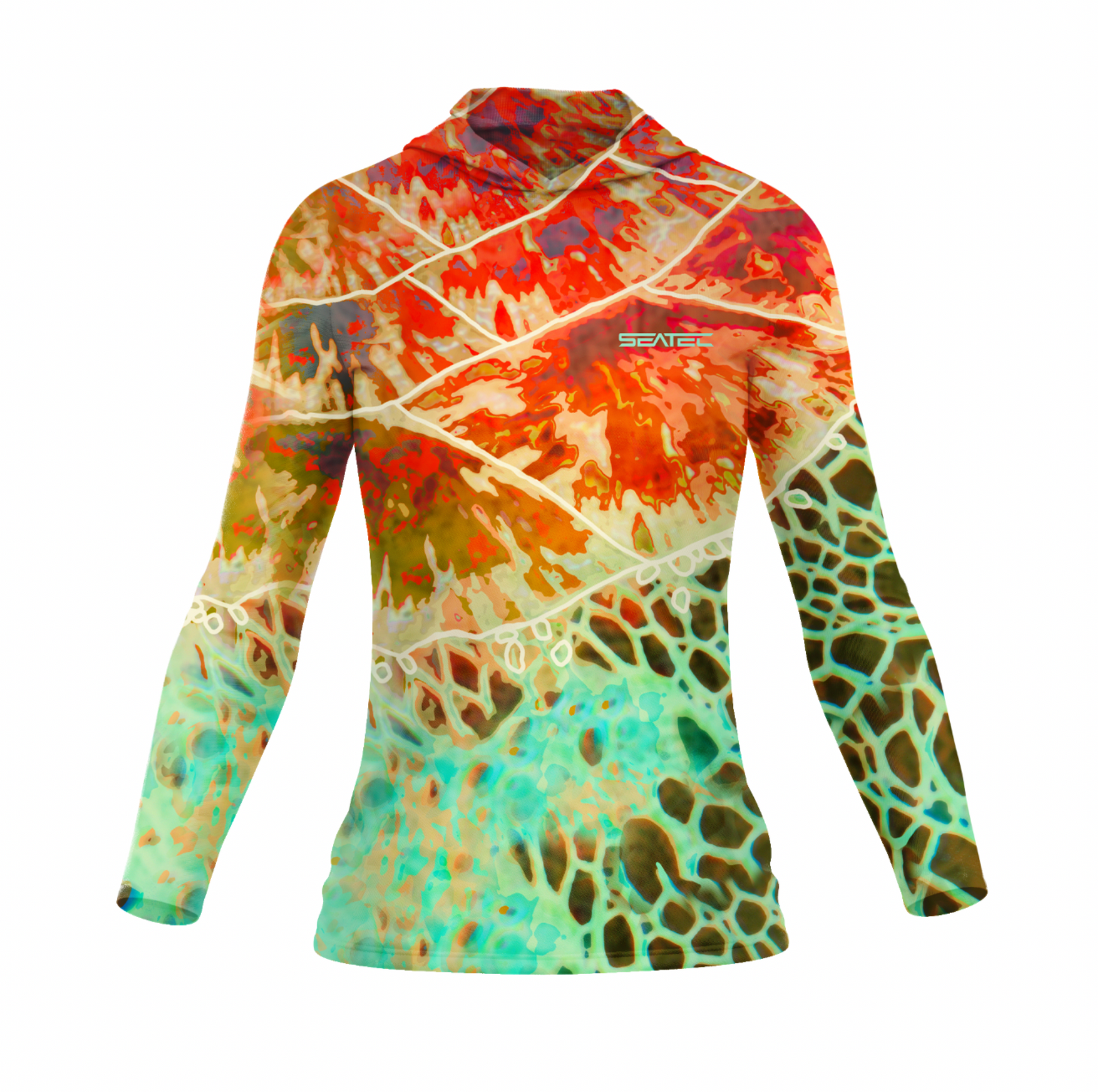Seatec Women's Sea Turtle Hooded Performance Shirt – Lightweight, moisture-wicking fishing shirt for active outdoor use with UPF sun protection