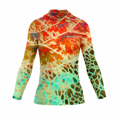 Seatec Women's Sea Turtle Hooded Performance Shirt – Lightweight, moisture-wicking fishing shirt for active outdoor use with UPF sun protection