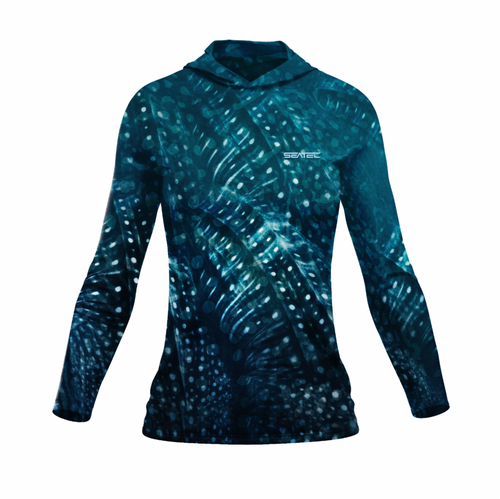 Seatec Women's Whale Shark Hooded Performance Shirt – Lightweight, moisture-wicking fishing shirt for active outdoor use with UPF sun protection