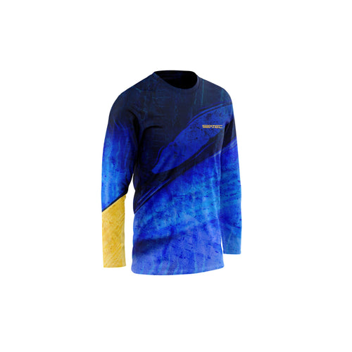 Seatec Youth Blue Tang Crew Performance Shirt – Lightweight, moisture-wicking fishing shirt for active outdoor use with UPF sun protection