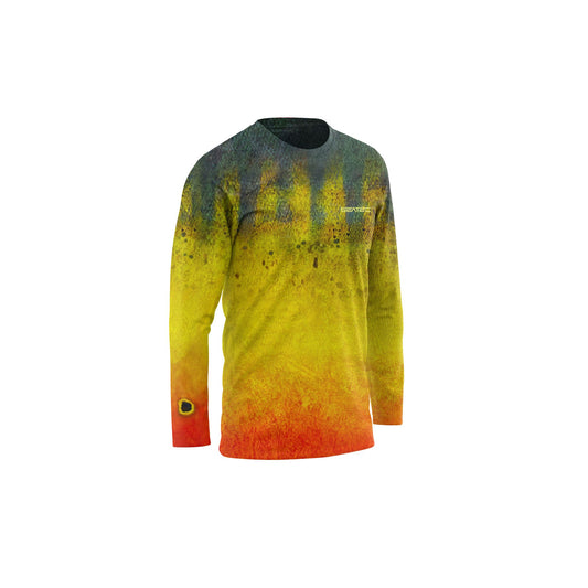 Seatec Youth Peacock Bass Crew Performance Shirt – Lightweight, moisture-wicking fishing shirt for active outdoor use with UPF sun protection