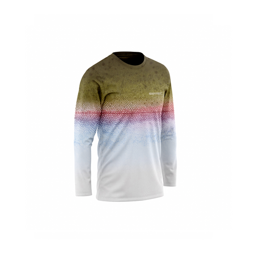 Seatec Youth Rainbow Trout Crew Performance Shirt – Lightweight, moisture-wicking fishing shirt for active outdoor use with UPF sun protection