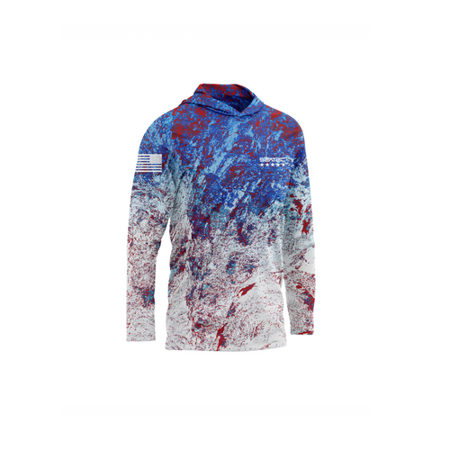 Seatec Youth Patriot Hooded Performance Shirt – Lightweight, moisture-wicking fishing shirt for active outdoor use with UPF sun protection