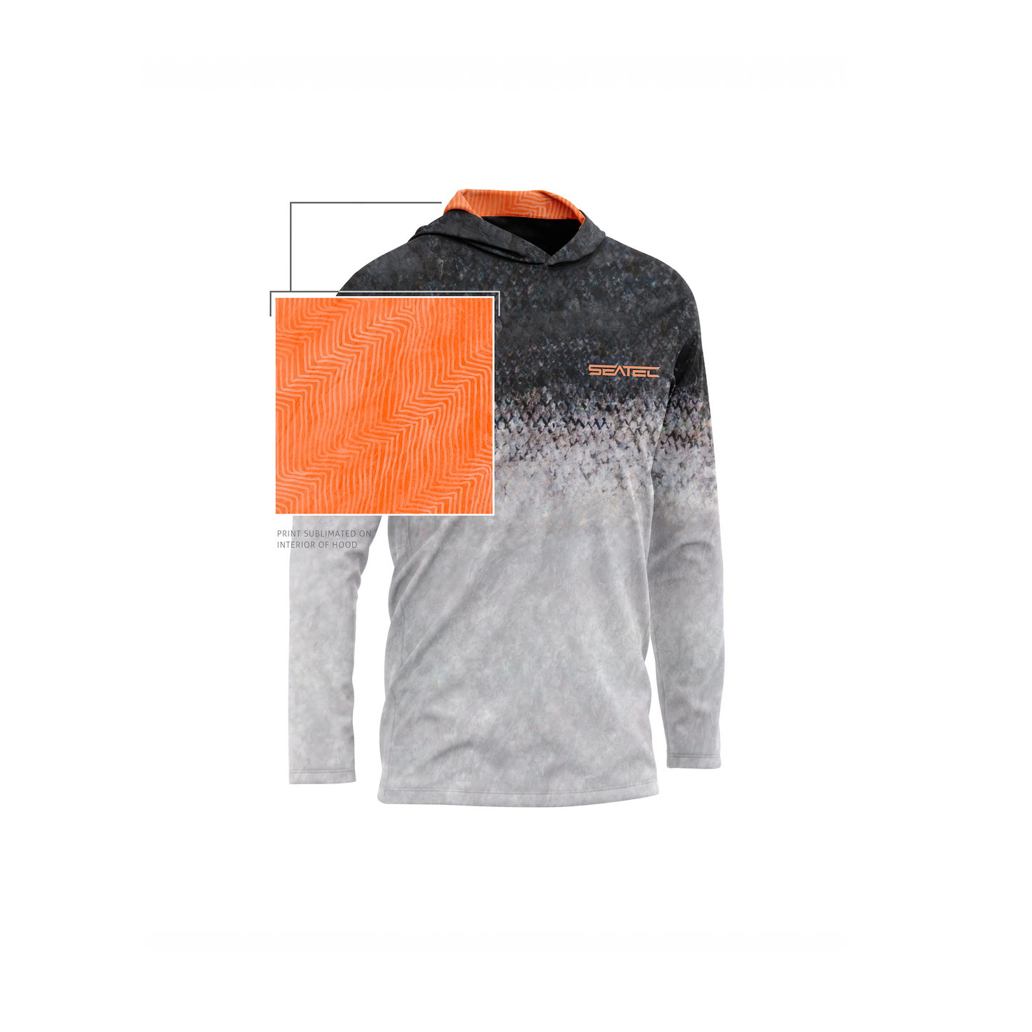 Seatec Youth Salmon Hooded Performance Shirt – Lightweight, moisture-wicking fishing shirt for active outdoor use with UPF sun protection