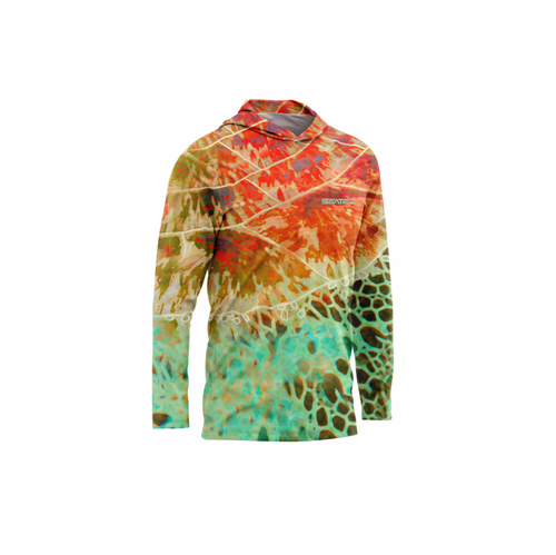 Seatec Youth Sea Turtle Hooded Performance Shirt – Lightweight, moisture-wicking fishing shirt for active outdoor use with UPF sun protection