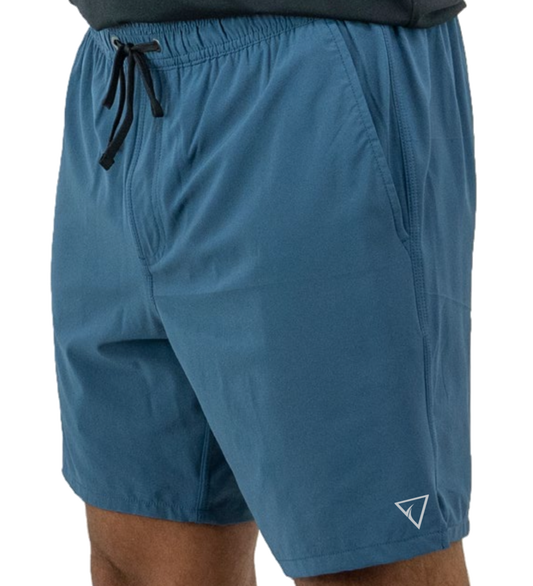 Men’s Undertow lined hybrid shorts in slate blue with built-in comfort liner and hidden pocket