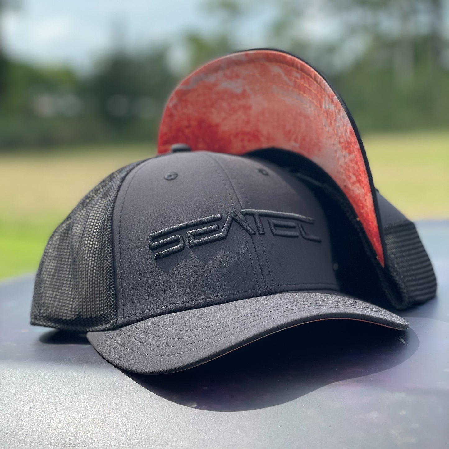 redfish mesh performance black net cap