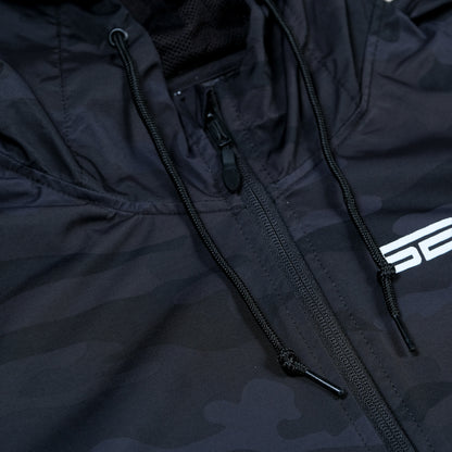 MEN'S WATER-RESISTANT WINDBREAKER ANORAK JACKET | BLACK CAMO