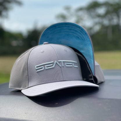 Blue Mahi Tech Mesh performance snapback trucker hat with flex sweatband by Seatec Outfitters