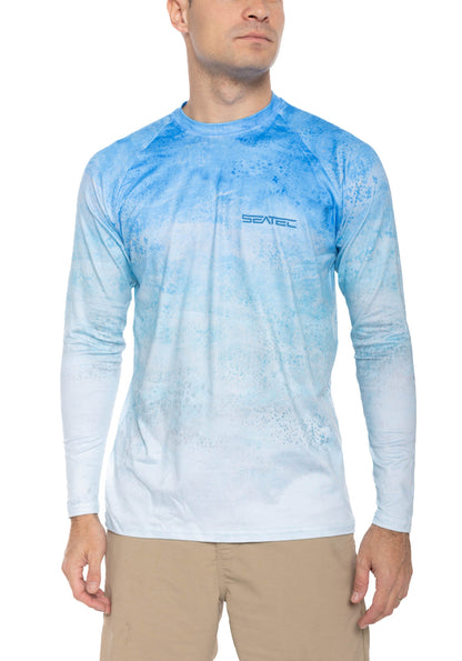 Blue Mahi Men's Crew Performance Shirt – Lightweight, moisture-wicking fishing shirt for active outdoor use with UPF sun protection