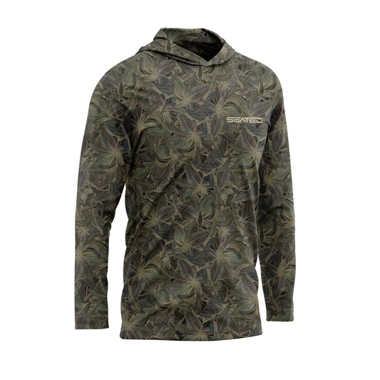 Mangrove Camo Men's Hooded Performance Shirt – Lightweight, moisture-wicking fishing shirt for active outdoor use with UPF sun protection